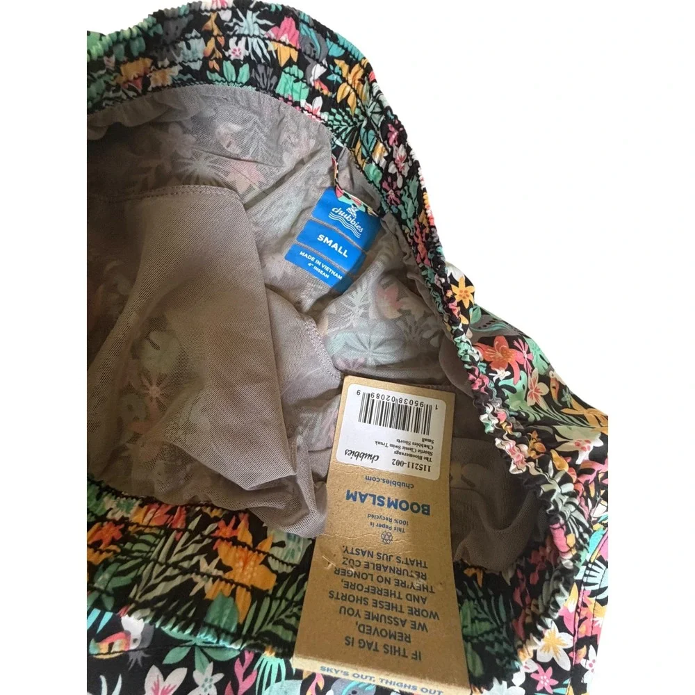 Chubbies The Boomerslams Classic Swim Trunks Floral Toucan 4in Inseam Small NWT